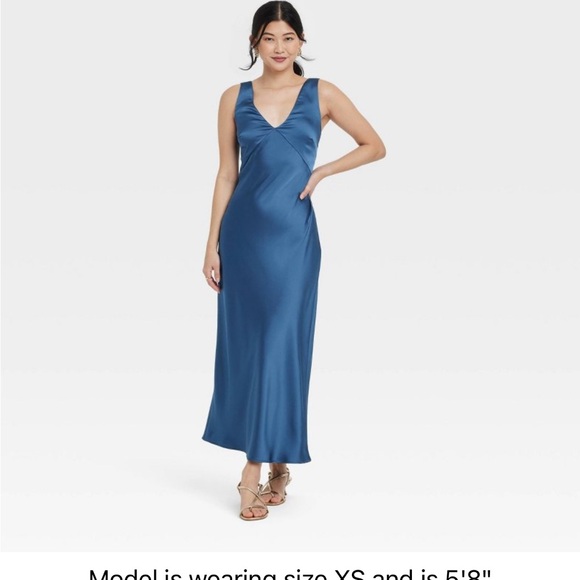 a new day Satin Blue Maxi Dress - Picture 1 of 2